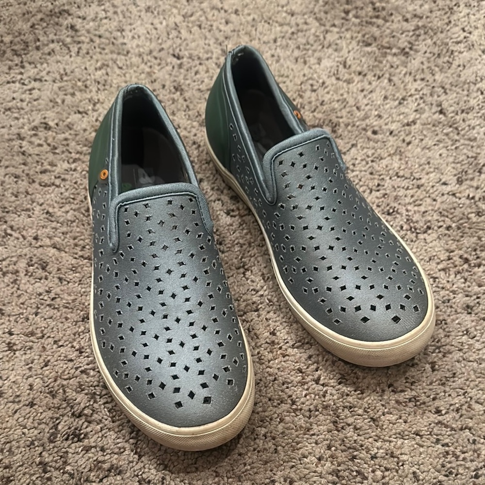 Bogs Dark & Light Green Slip-On Sneakers with Perforated Design
